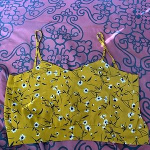 yellow floral crop top